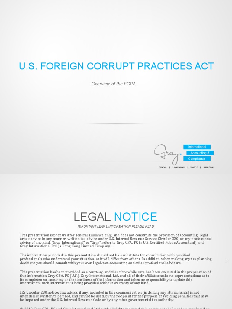 U.S. Foreign Corrupt Practices Act PDF Business Government