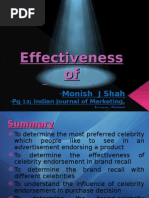 Download Effectiveness of Celebrity Endorsement - Research by monish_shah28 SN18193944 doc pdf