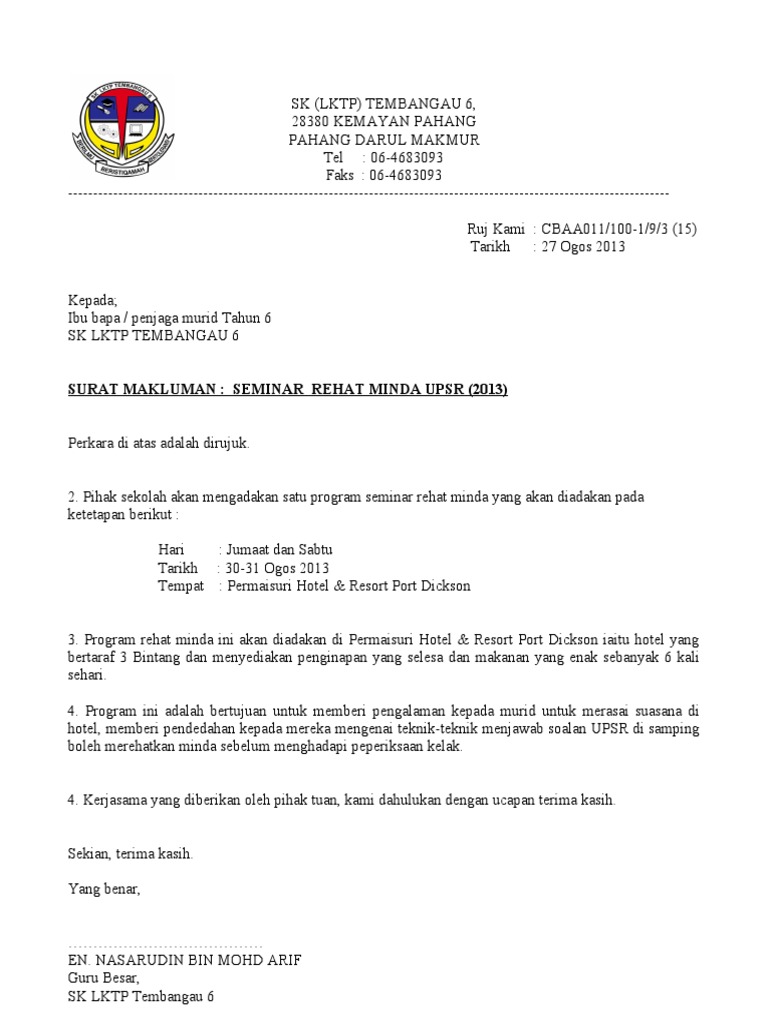 Surat Kebenaran Ujian Segak Pdf