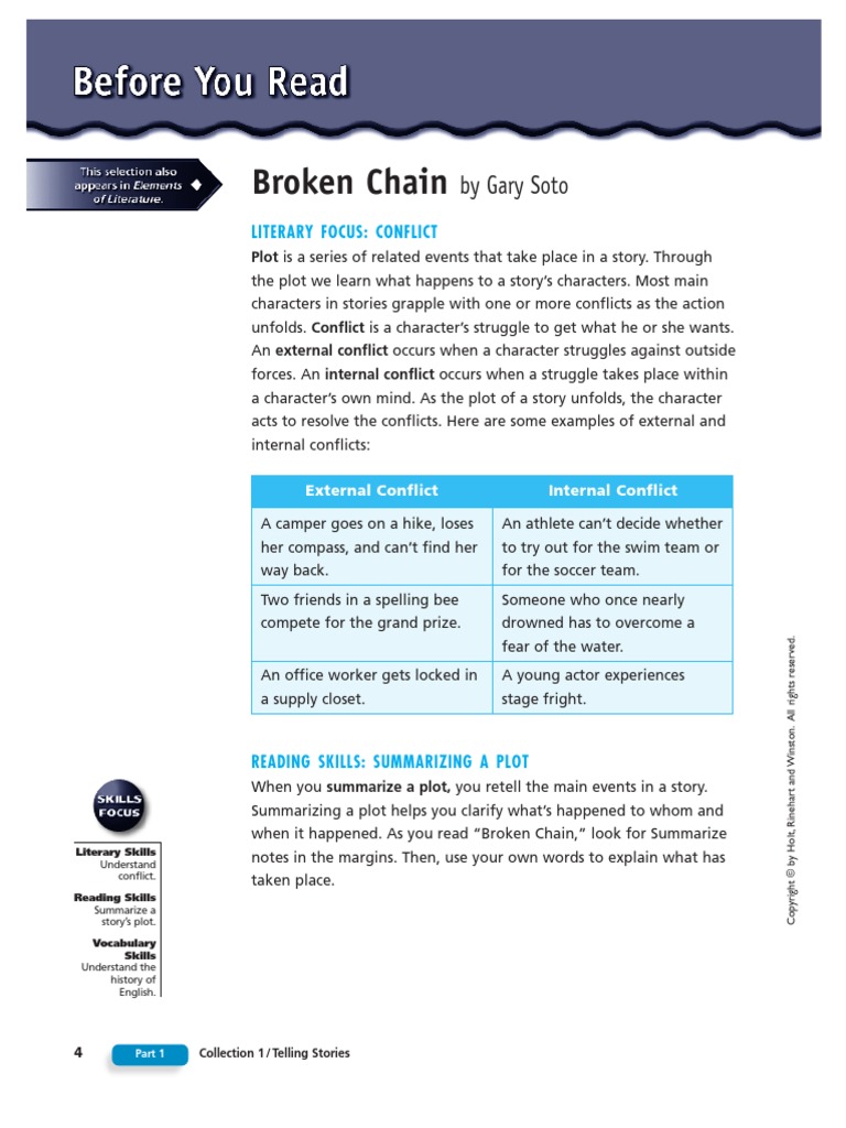 Broken Chain by Gary Soto PDF PDF Reading Comprehension