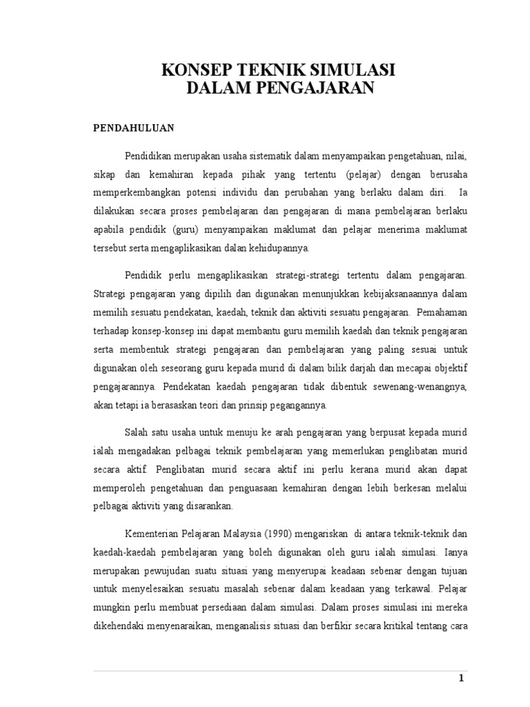 Konsep Teknik Simulasi Dalam Pengajaran Pdf