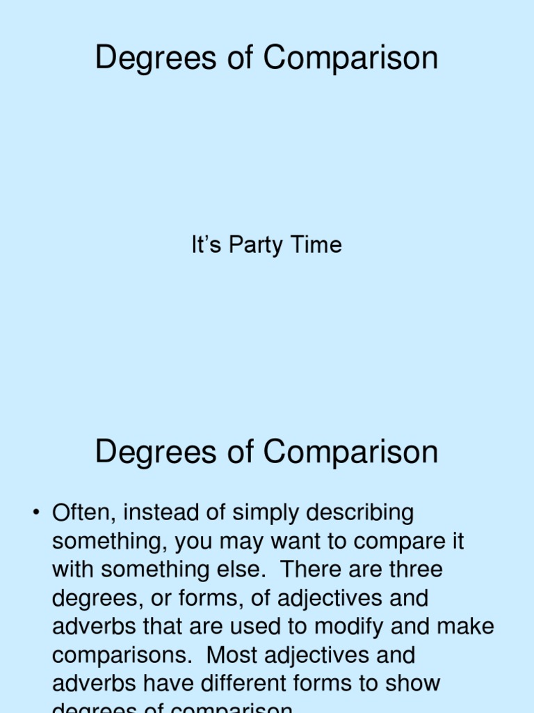 DEGREES OF COMPARISON TYPES TABLE intelligence overview