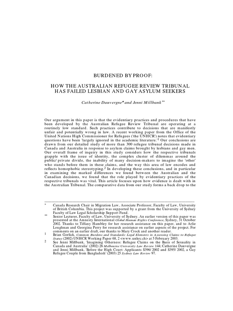 Burdened by Proof PDF Evidence (Law) Refugee