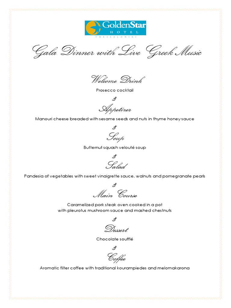 Gala Dinner With Live Greek Music | PDF
