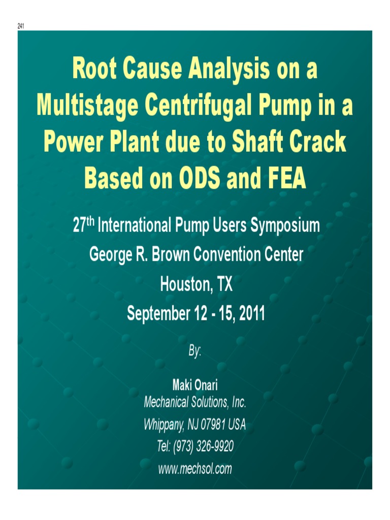 Root Cause Analysis of Pump Shaft Cracks | PDF