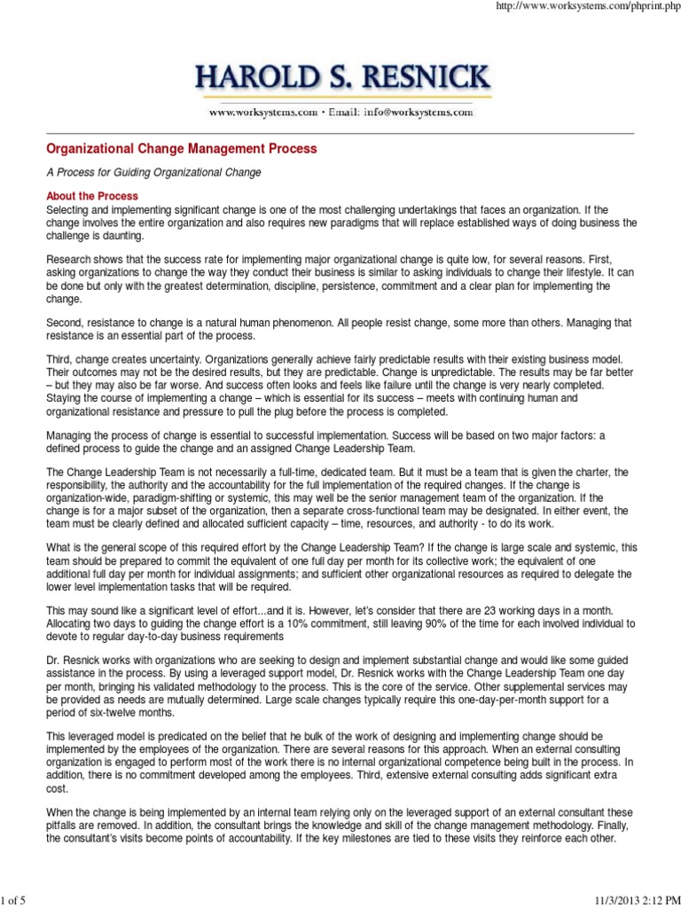 Organizational Change Management Guide | PDF | Change Management ...