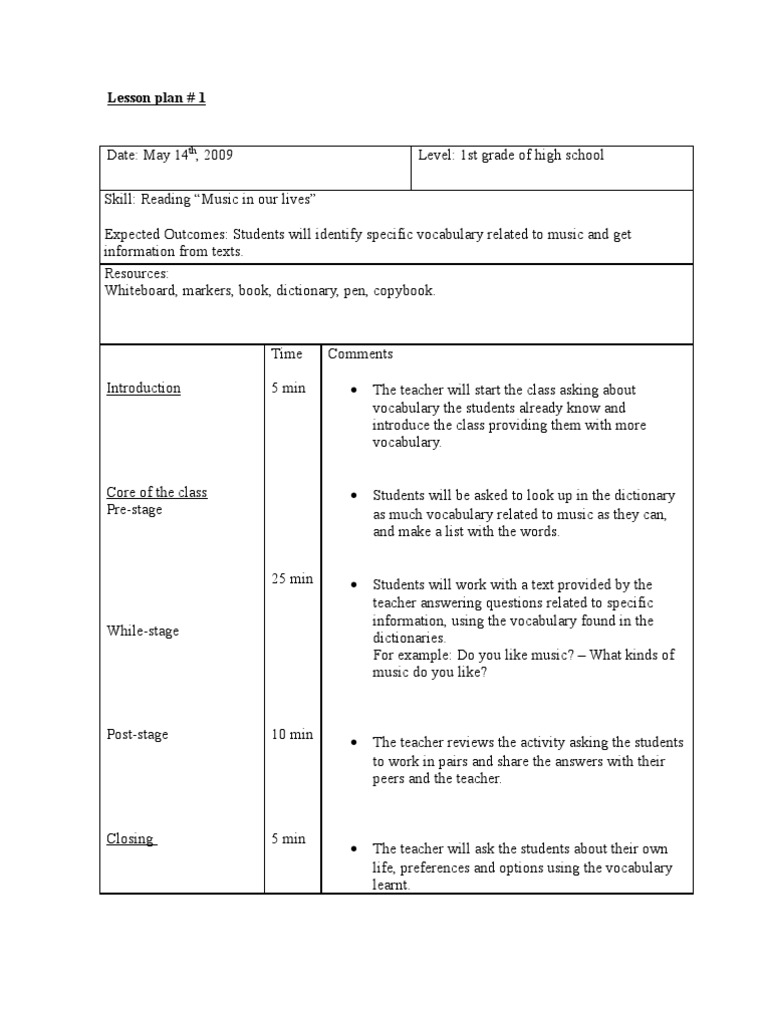 All Lesson Plans Unit 3 | PDF | Vocabulary | Lesson Plan