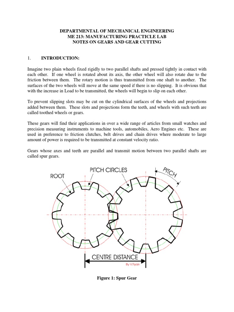 Departmental of Mechanical Engineering Me 213: Manufacturing Practicle ...