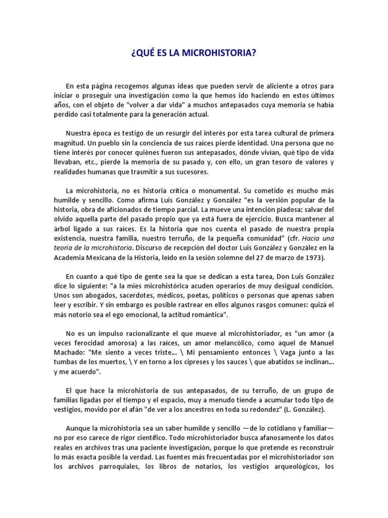 Qué Es La Microhistoria | PDF | Science | Ciencia filosófica