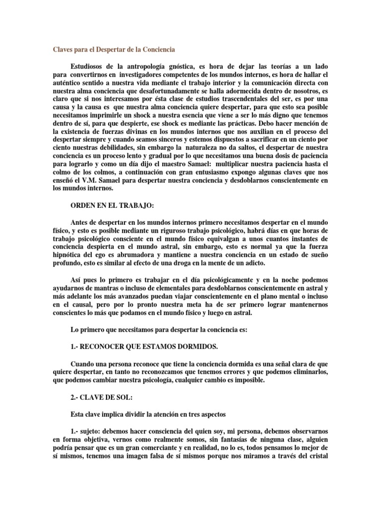 Claves para Despertar la Conciencia | PDF | Sicología | Mente