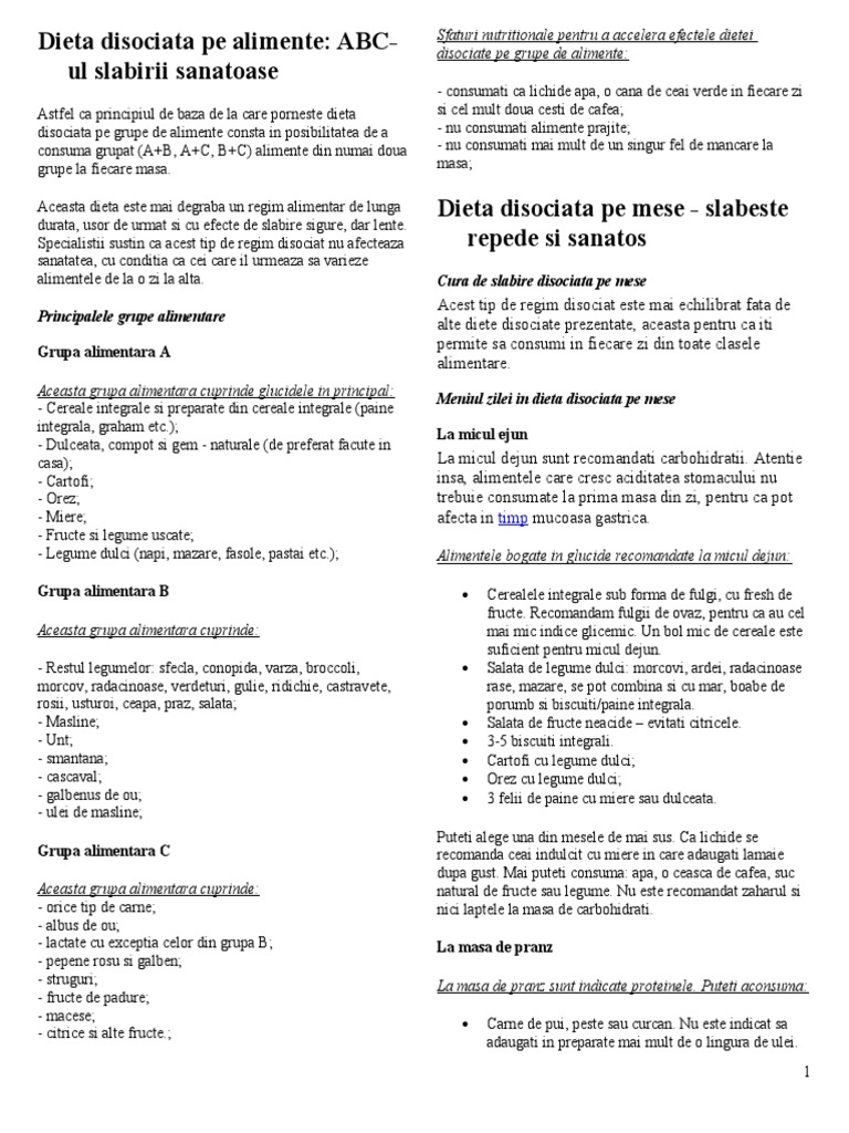 Dieta disociată. Slăbești 5 kilograme în 7 zile, cu mesele din dieta disociată