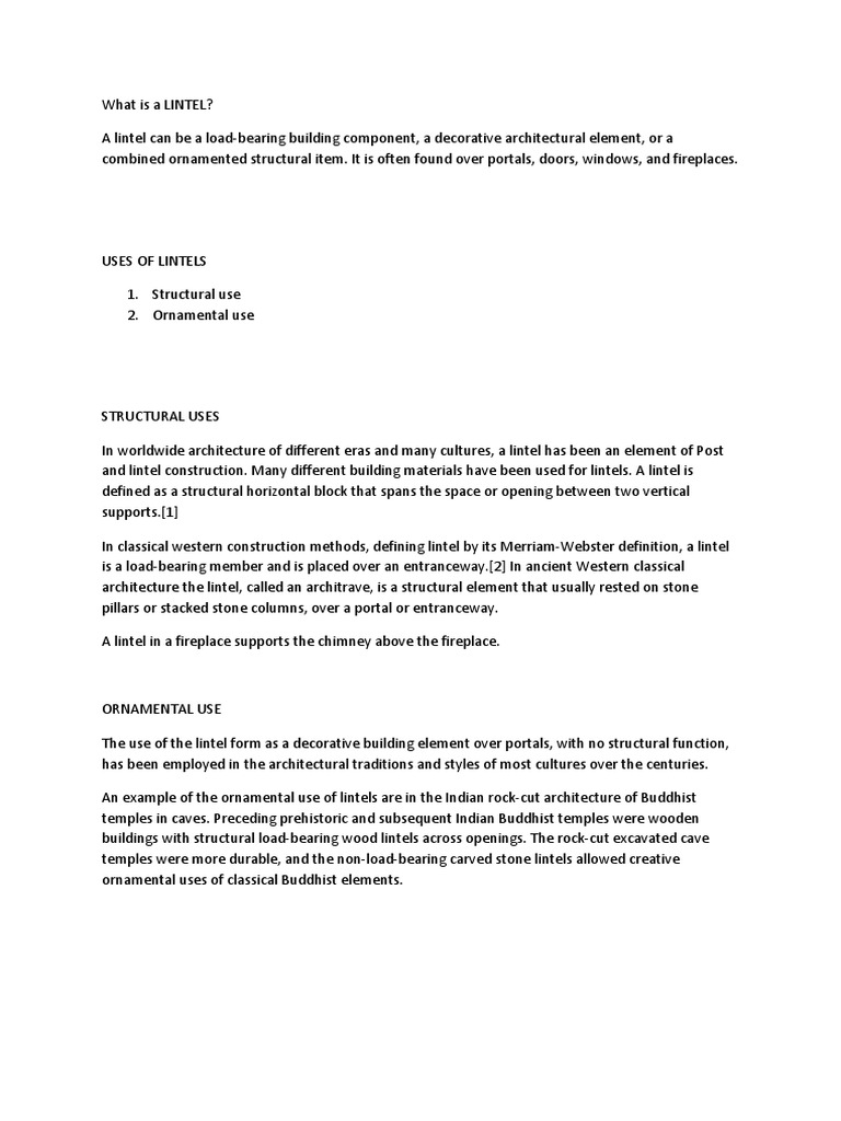 What Is A Lintel Docx