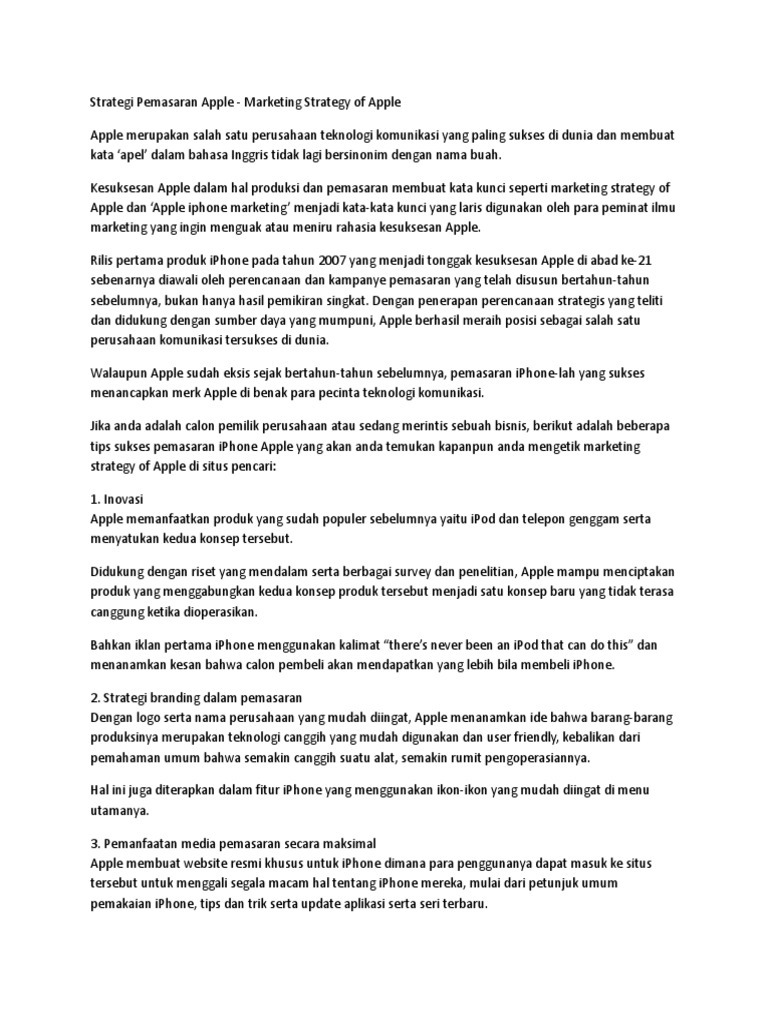 Strategi Pemasaran Apple Pdf
