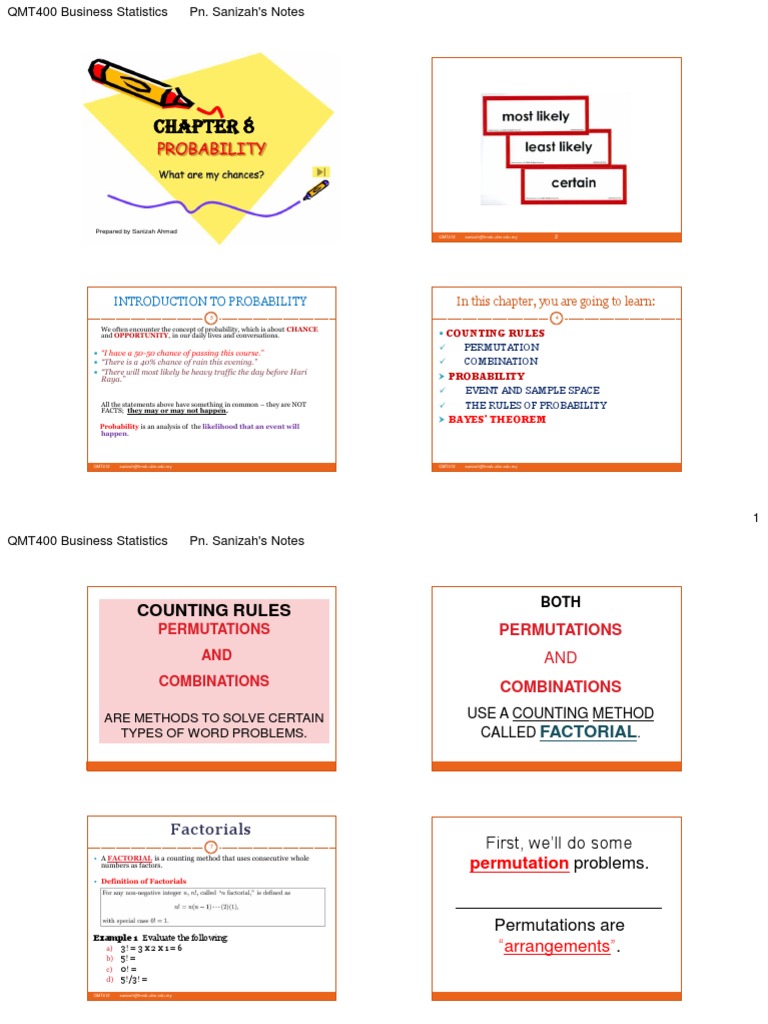 Business Statistics: Probability Basics | PDF | Permutation | Probability