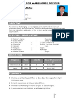 Applied For Warehouse Officer Muhammad Asad: Objective