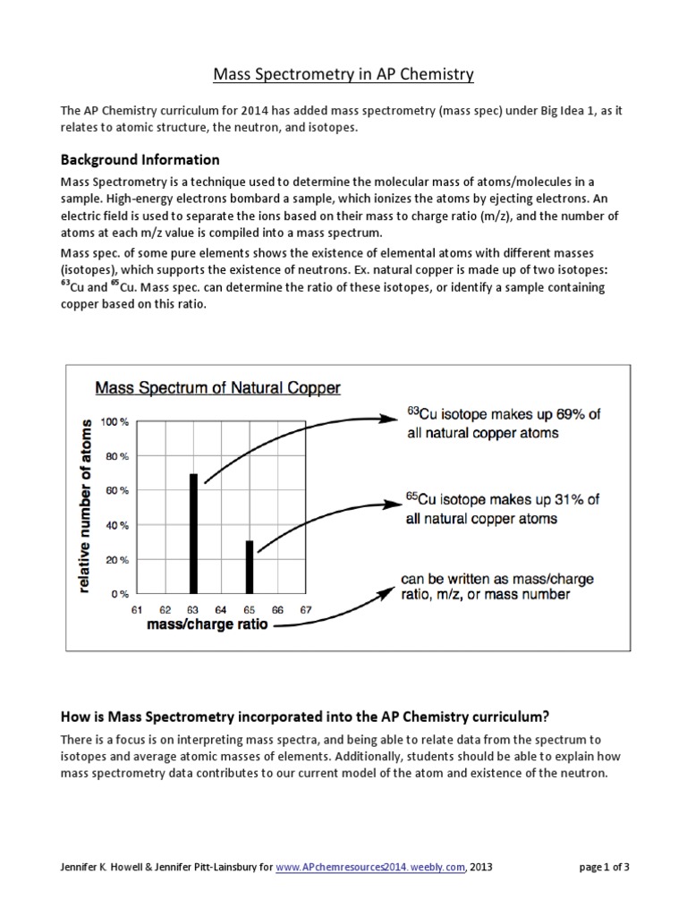 Mass Spectrometry in AP Chemistry | PDF | Mass Spectrometry | Isotope