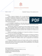 Sínodo de los Obispos_Carta al Arzobispo de San Juan del Secretario General del Sínodo de los Obispos