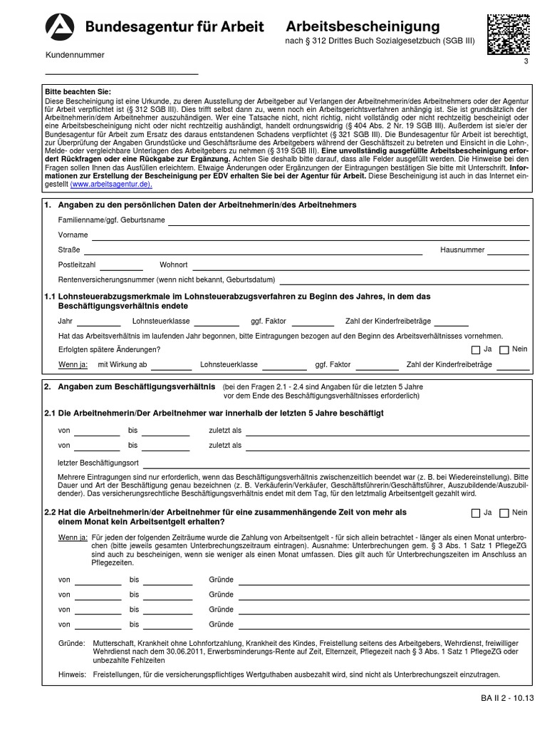 Arbeitsbescheinigung