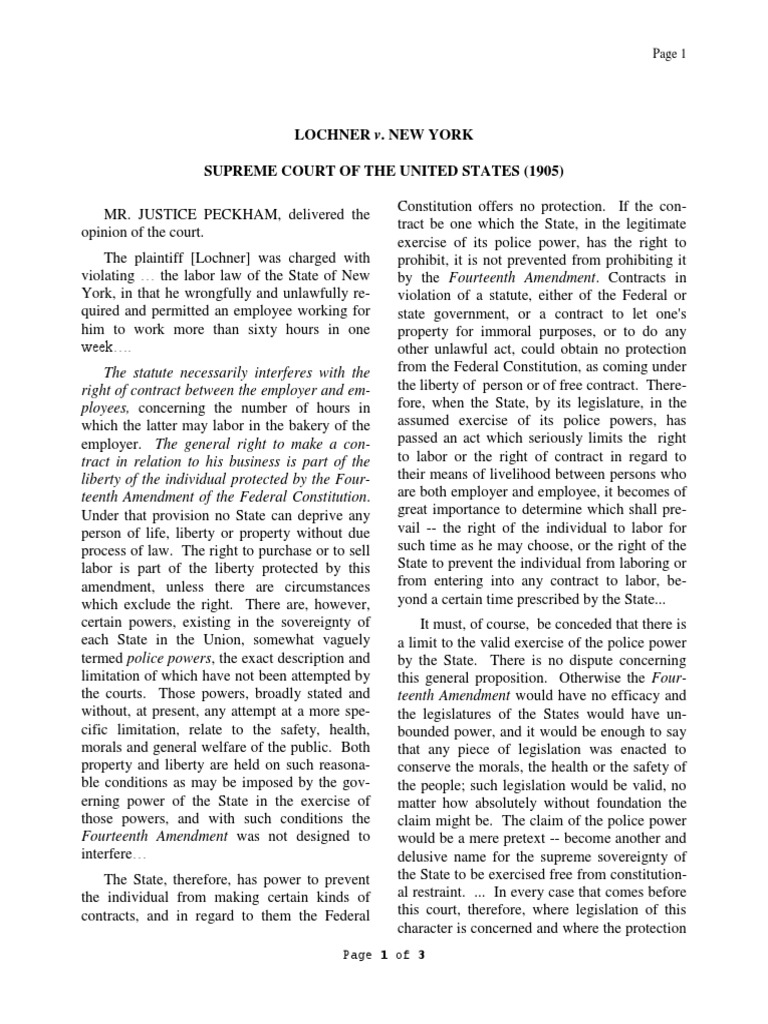 Lochner v new york download free pdf fourteenth amendment to the