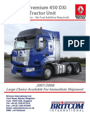 Renault Premium 450 Dxi Brochure Layout Britcom Version Sept 12 | Pdf