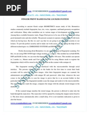 263 Finger Print Based Bank Locker System Biometrics