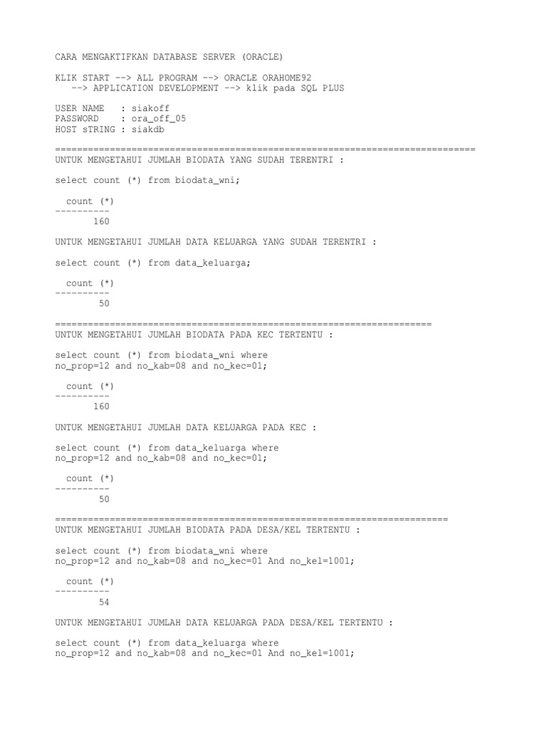 Oracle Script SIAk PDF | PDF