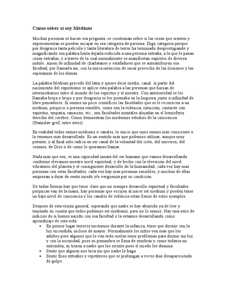 Como Saber Si Soy Médium PDF Mediumnidad Dormir