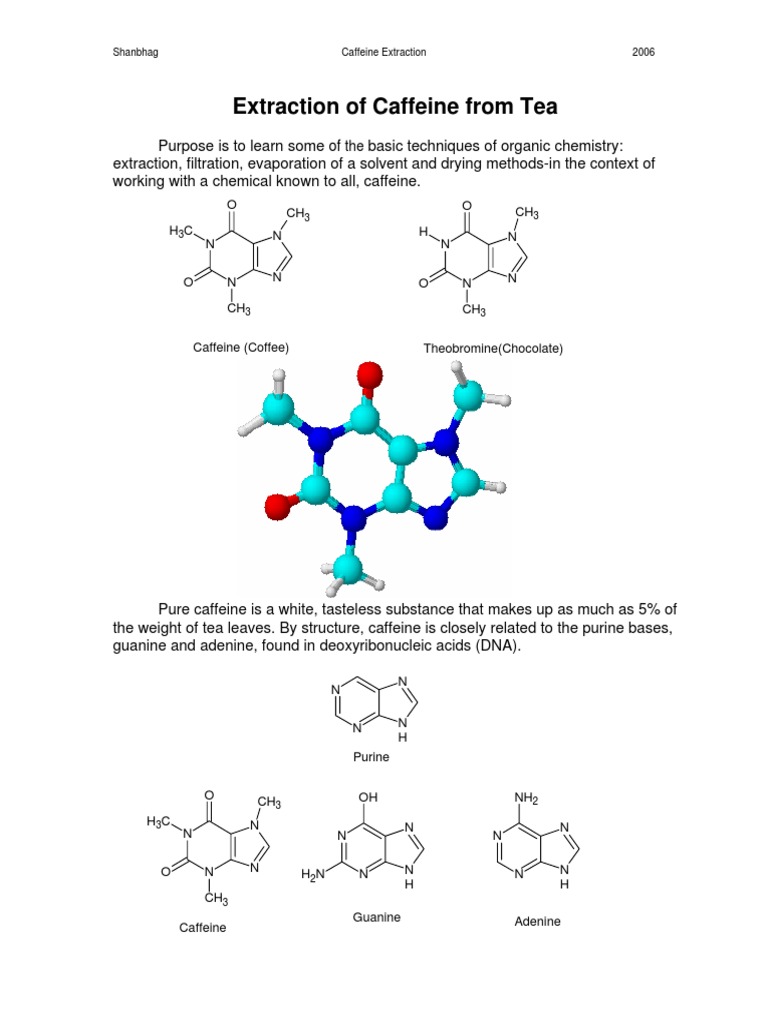 Caffeine Extraction from Tea Methods | PDF | Caffeine | Filtration