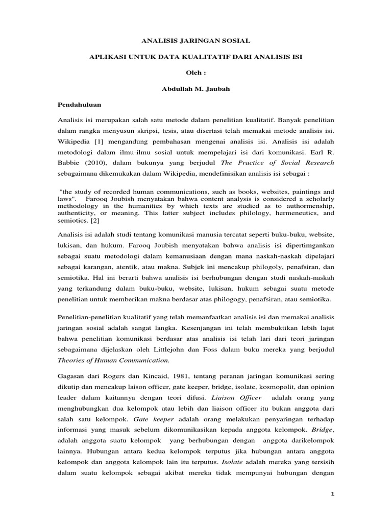 Analisis Jaringan Sosial Dan Anaisis Isi Docx