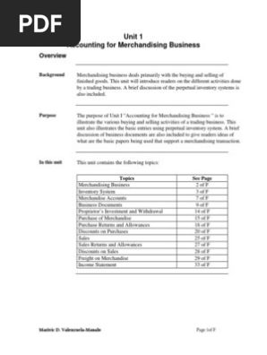 Accounting for Merchandising Business PDF