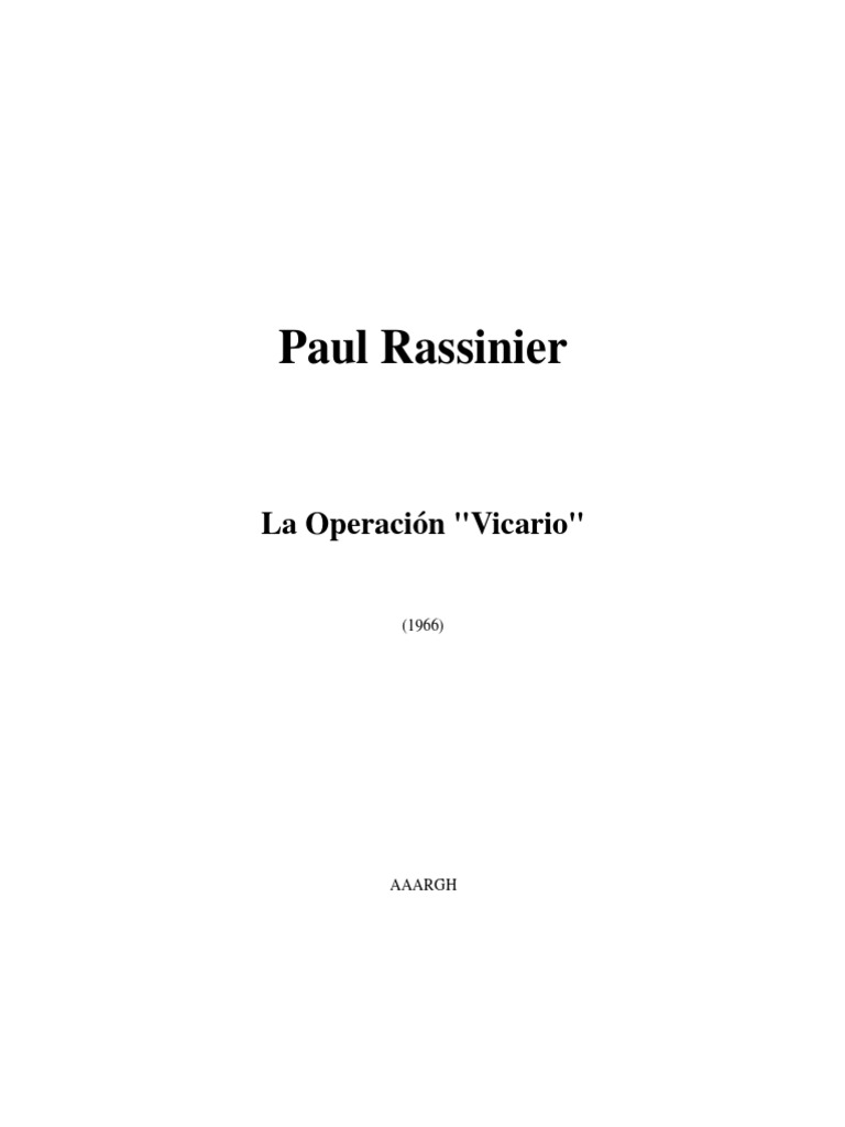 La Operacion Vicario - Paul Rassinier | PDF