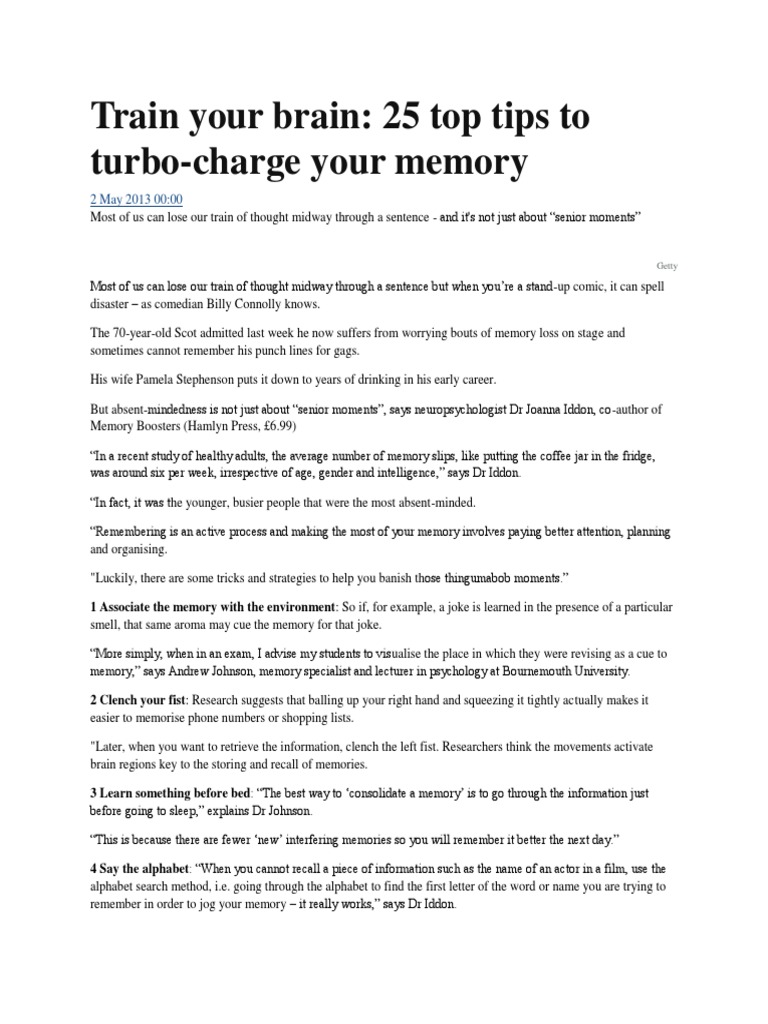 25 Memory Boosting Tips | PDF | Recall (Memory) | Memory