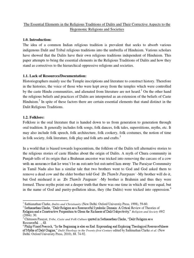 Dalit Religious Traditions Explained | PDF | Folklore | Dalit