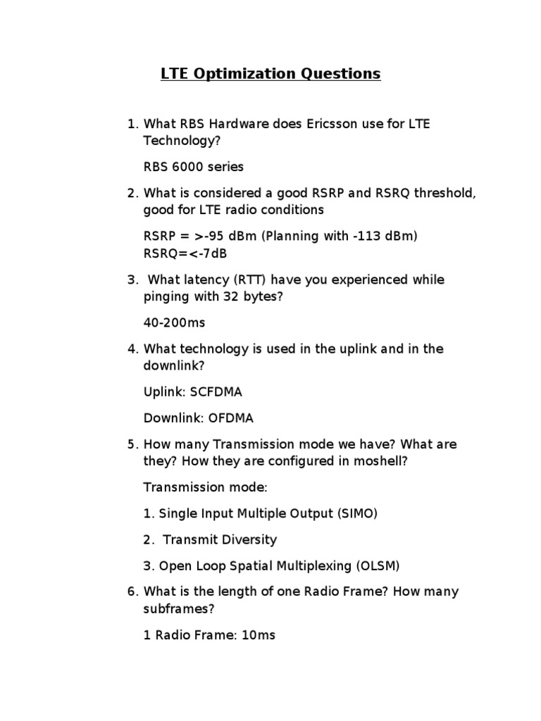 LTE Optimization & Configuration Guide | PDF | Science & Mathematics ...