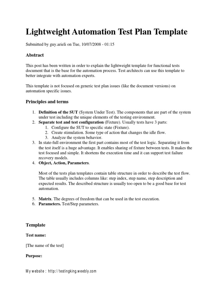 Automation Test Plan PDF | PDF | Business | Computers