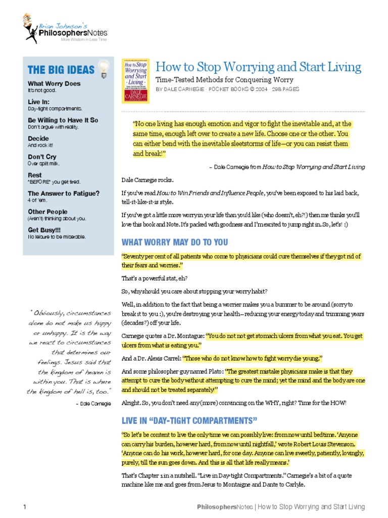 75 How To Stop Worrying and Start Living PDF | PDF | Fatigue (Medical ...