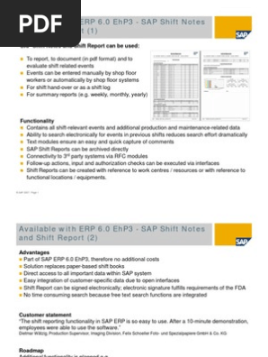 Fact Sheet Shift Report