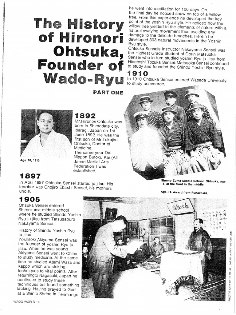 Otsuka Hironori Meijin and Wado Ryu: History and Outline. | PDF