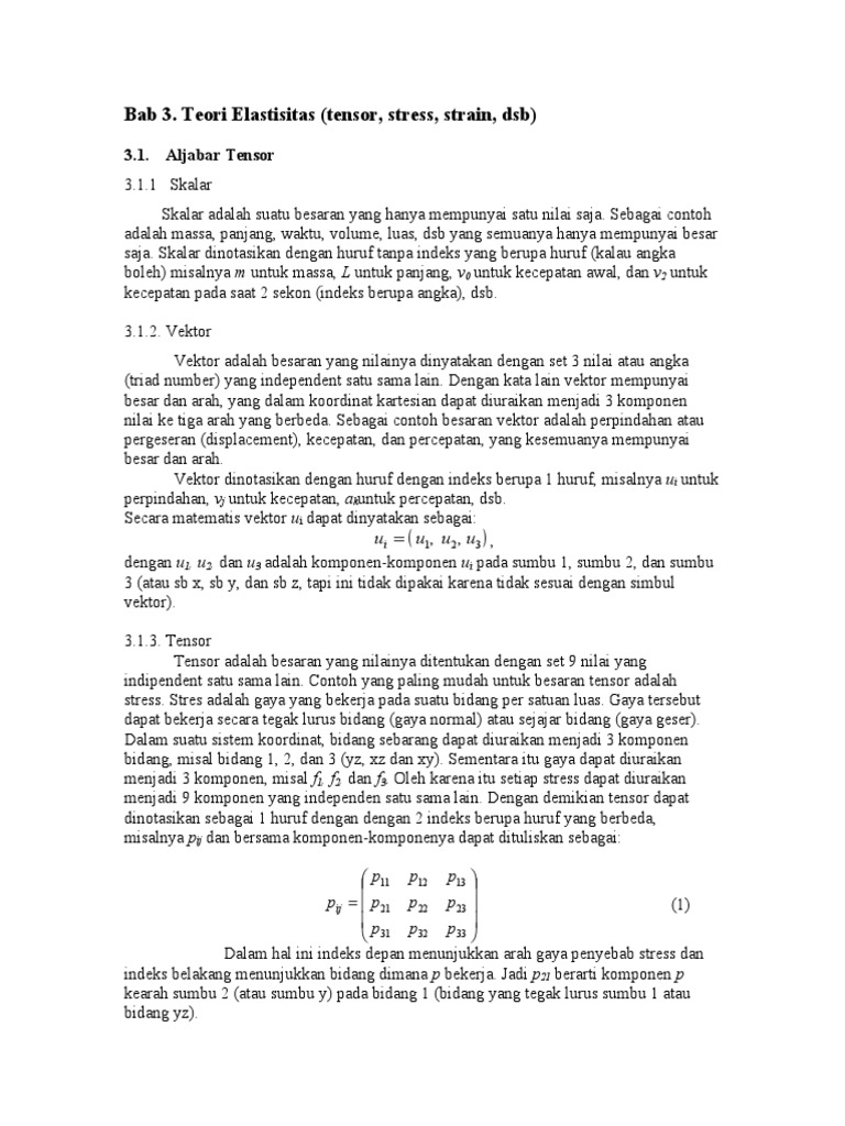 Besaran Tensor dalam Teori Elastisitas | PDF | Seni & Disiplin Bahasa ...