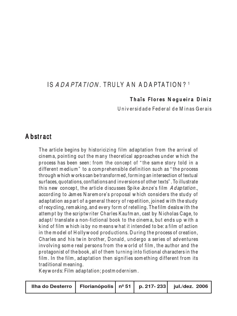 Is Adaptation Truly An Adaptation PDF | PDF | Intertextuality | Narrative