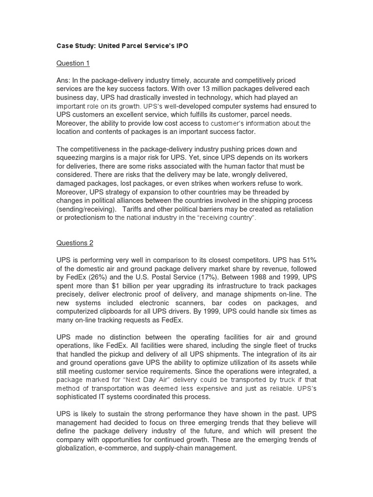 Ups data analytics case study picture