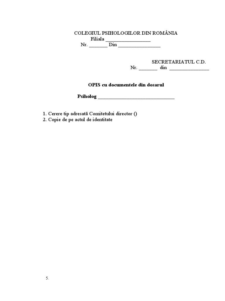 Model - 1 Opis Dosar de Atestare | PDF