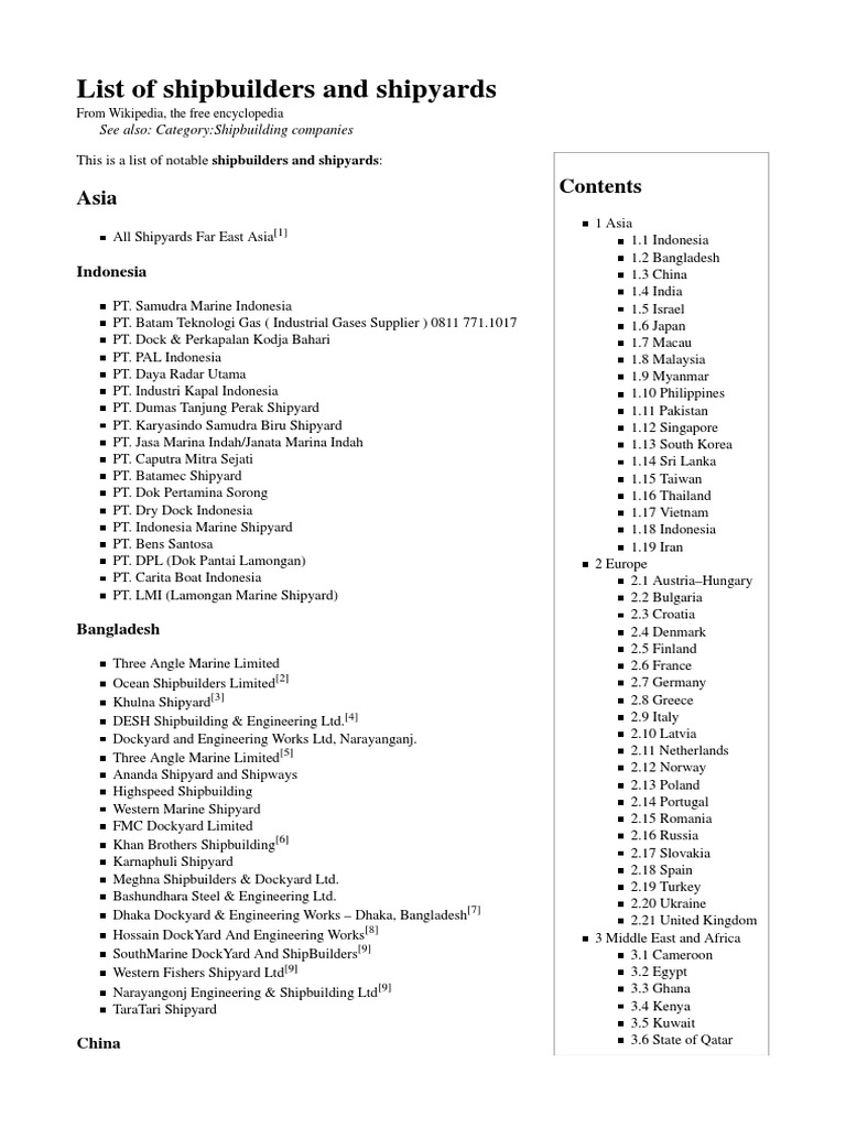 List of Shipbuilders and Shipyards Wikipedia, The Free Encyclopedia