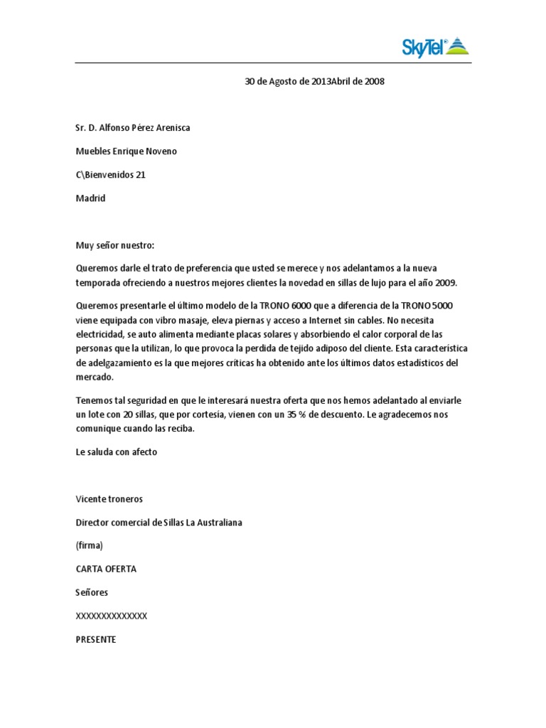 Modelos de Carta de Oferta Oferta (economía) Ley común