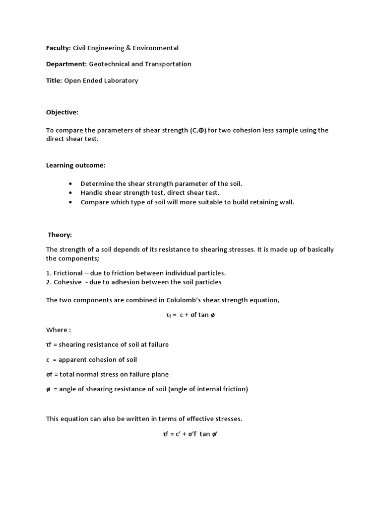 Shear Strength Testing of Soils | PDF | Friction | Soil