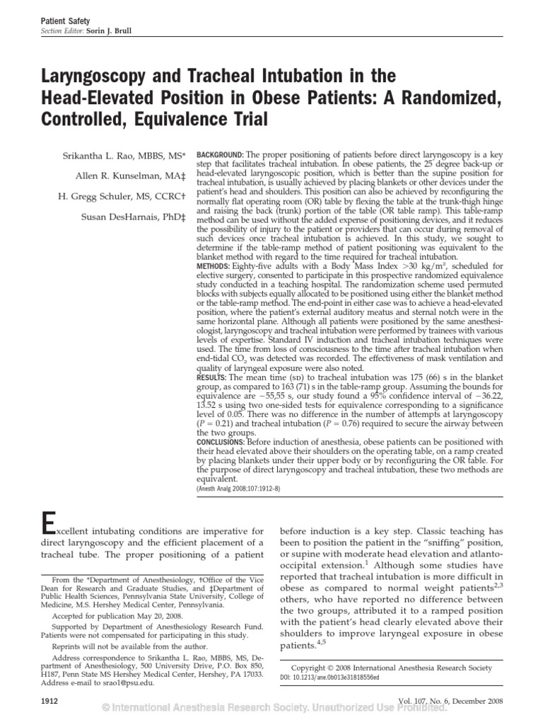 Laryngoscopy and Tracheal Intubation in The.25 PDF | PDF | Anesthesia ...