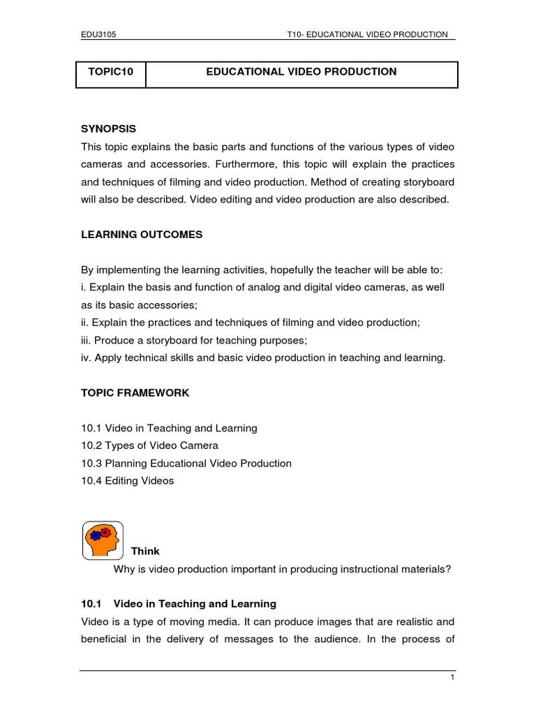 Educational Video Production Guide | PDF | Video | Videotape