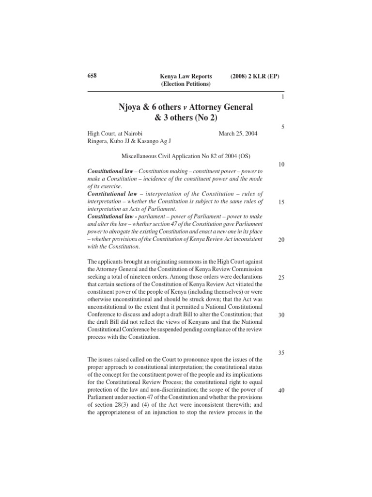 Njoya & 6 Others V Attorney General & 3 Others (No 2) 2004 PDF PDF