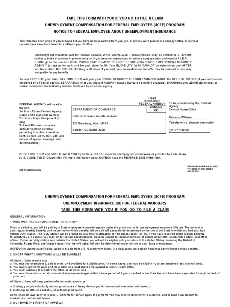Take This Form With You If You Go To File A Claim Unemployment ...