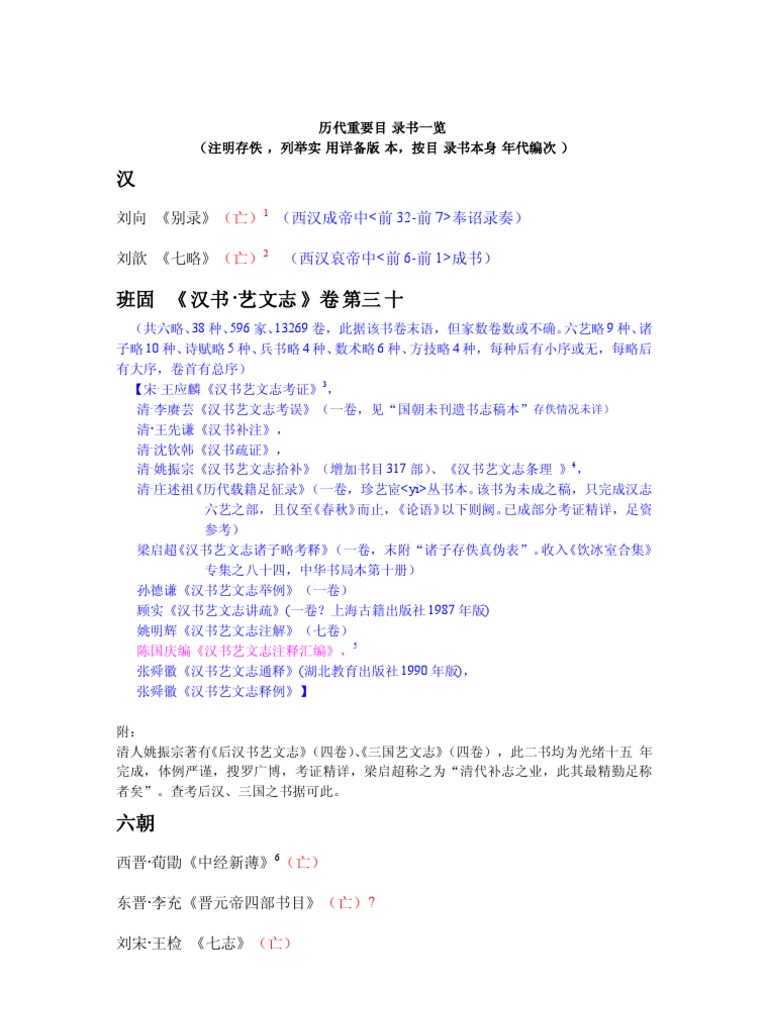 历代重要目录书一览尾注格式| PDF